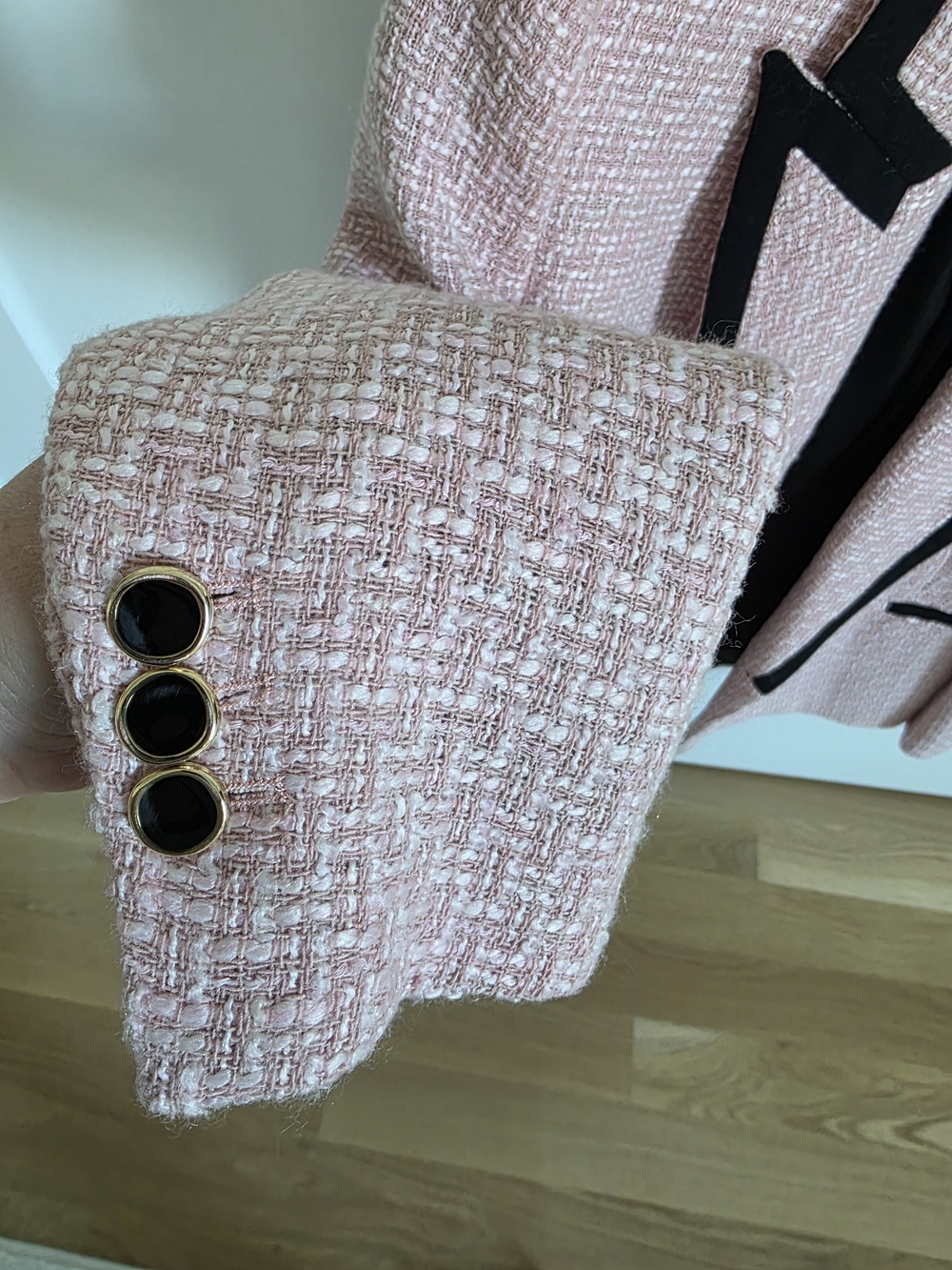 Zara Pink Tweed Blazer with Black Trim - Picture 4 of 7